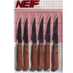 SET 6 CUCHILLOS CHULETEROS MANGO MADERA